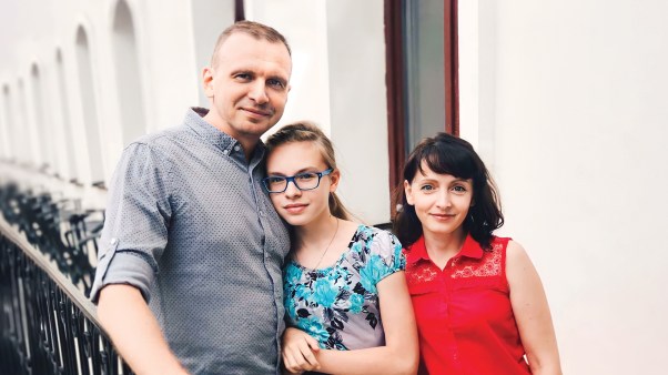 Pastor Vitaly Chichmarev with his family at home.