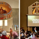 Orthodox Church (left) Evangelical Church (right)