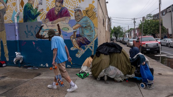 Philadelphia police began clearing a homeless encampment in May.