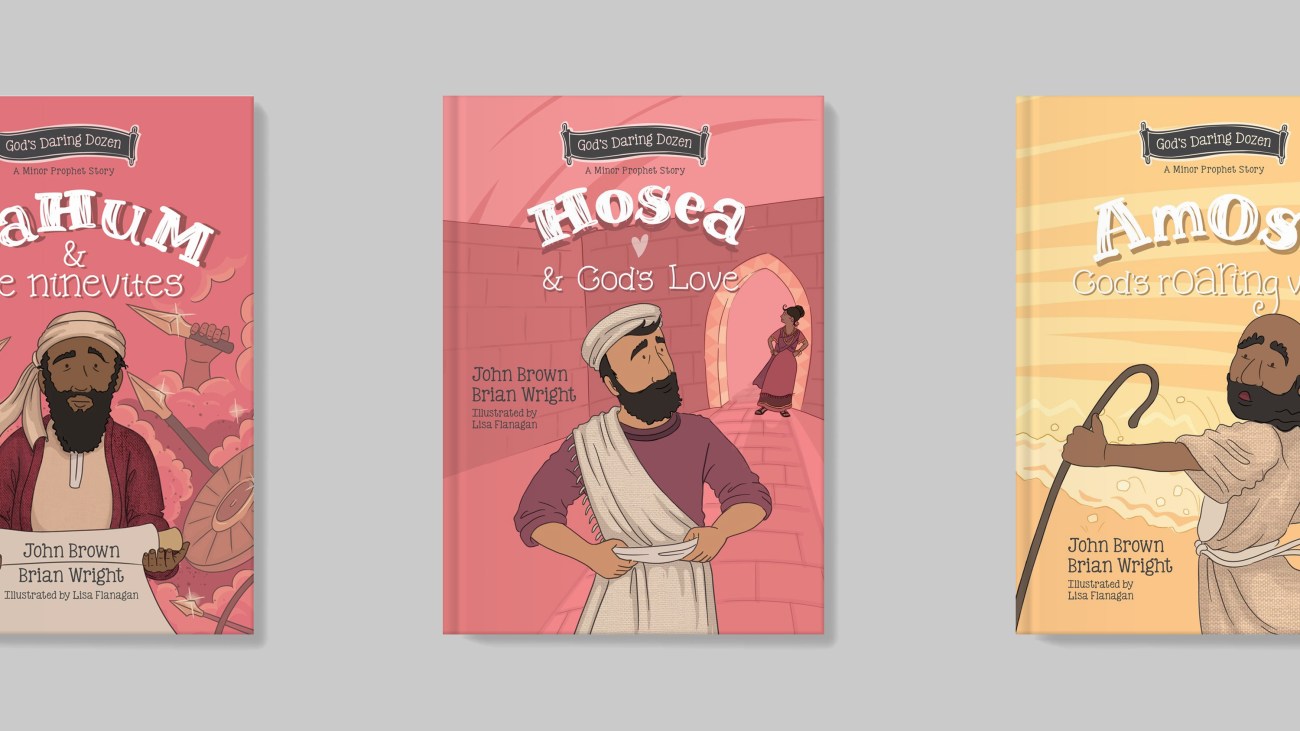 Book covers from minor prophets Nahum, Hosea, and Amos