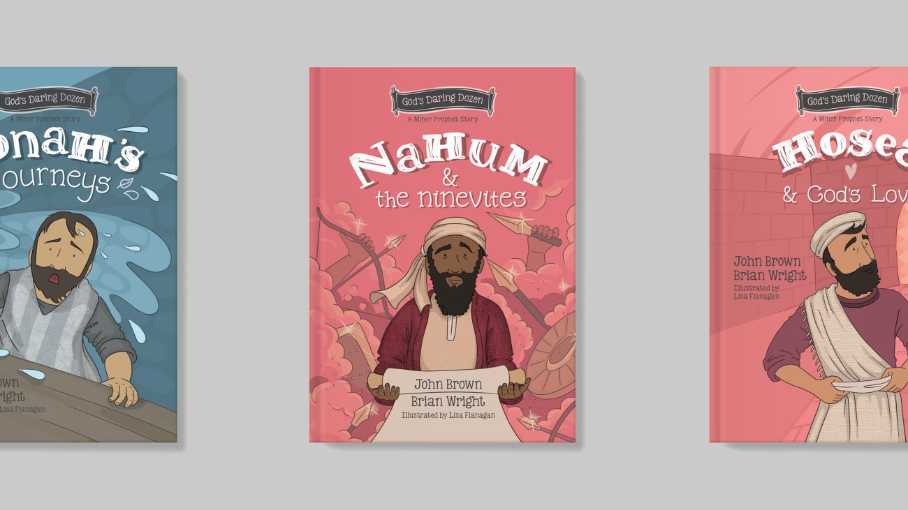 Book covers from minor prophets Jonah, Nahum, and Hosea