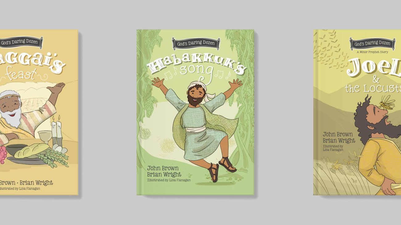 Book covers of the minor prophets Haggai, Habakkuk, and Joel