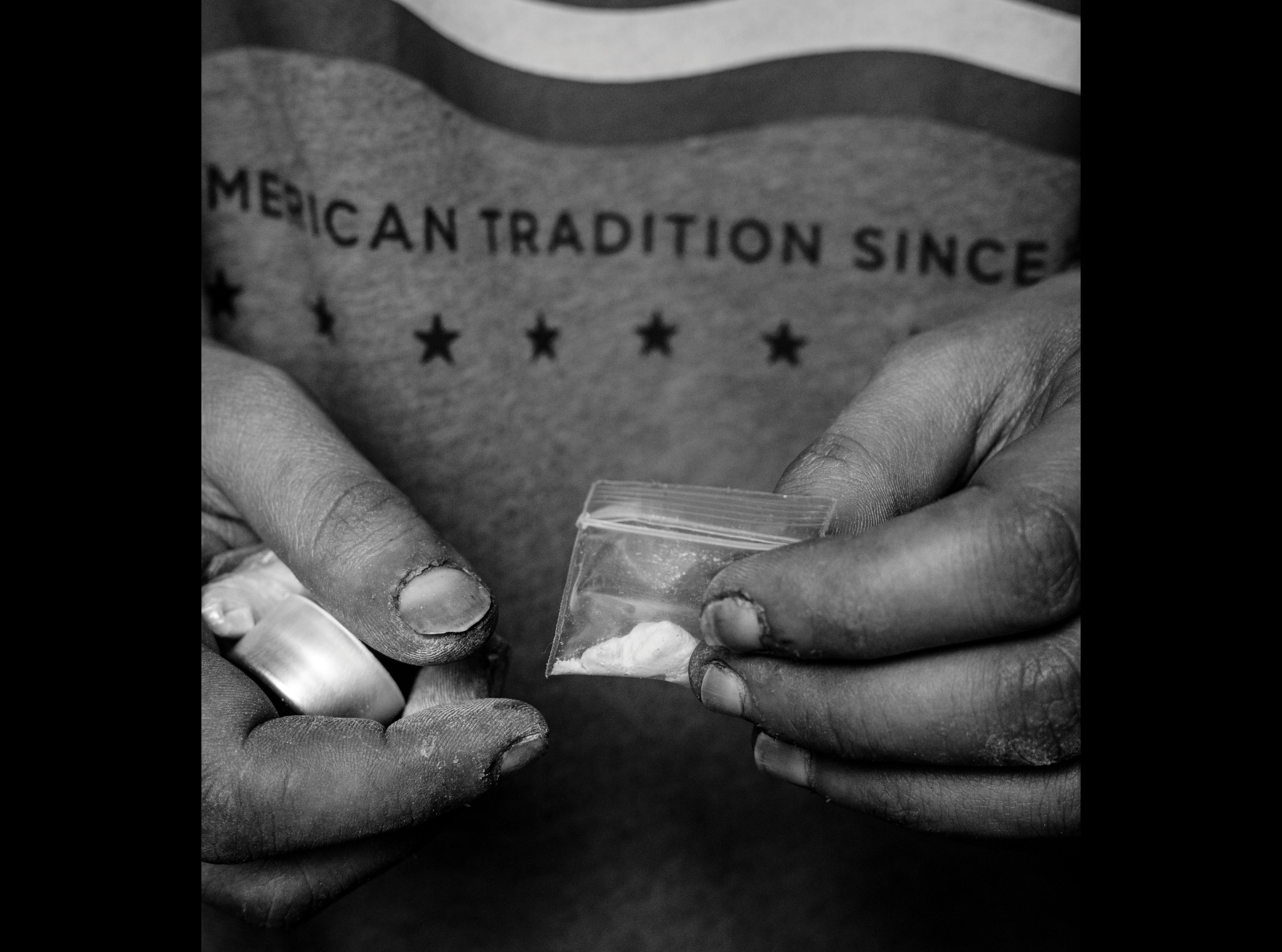 Drugs in hands close up in Portland