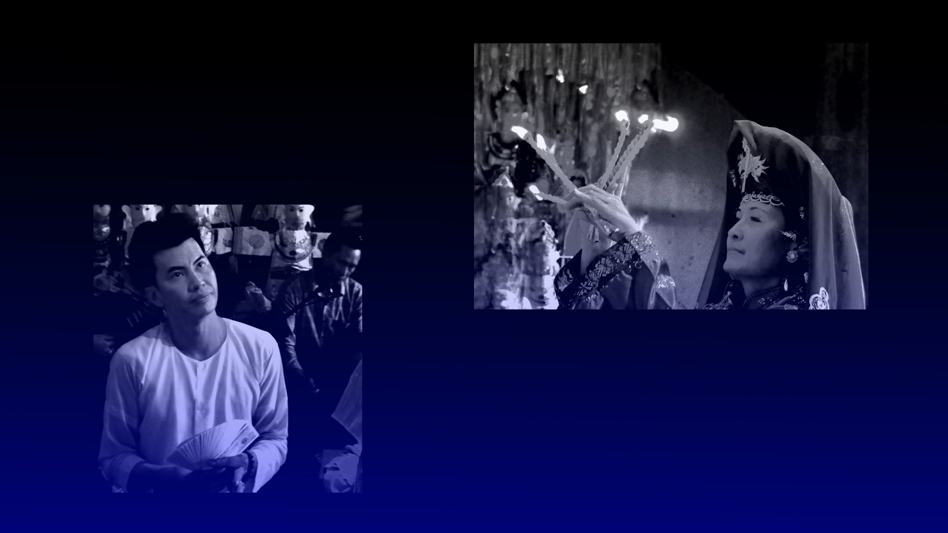 Shaman in Vietnam holding candles