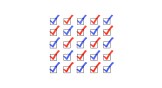 Checkboxes with red and blue checkmarks.