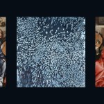 Collage of Julia Hendrickson's artwork and the Annunciation Triptych (Merode Altarpiece)
